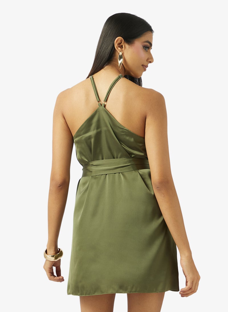 جديد روز فستان قصير بياقة هالتر - Image 2